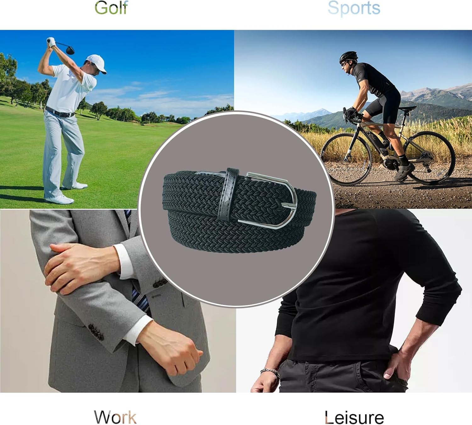 Stretch Woven Belts for Men and Women,Elastic Mens Golf Belt Casual for jeans,Unisex,110cm/43.31inch - Image 6