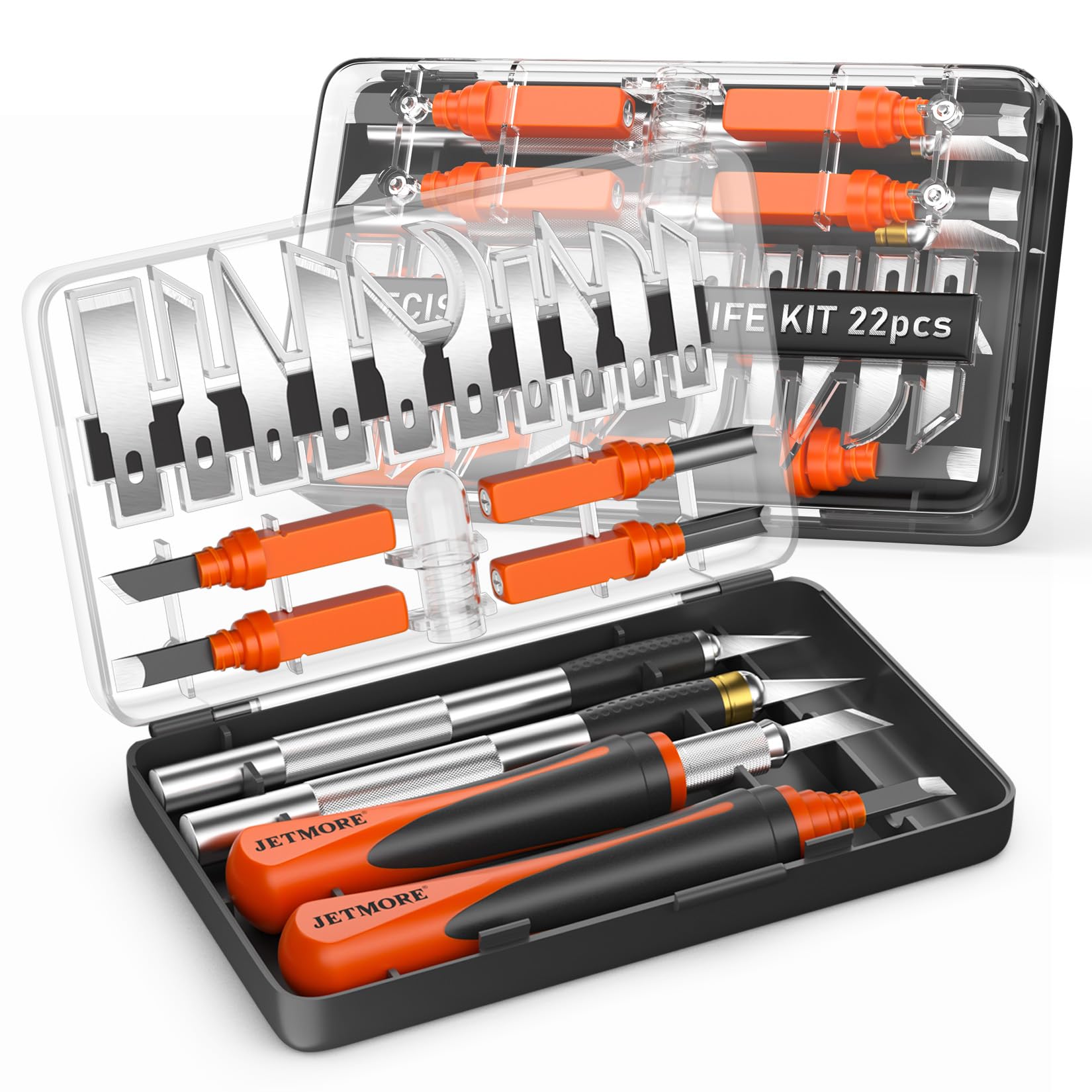 JETMORE Exacto Knife, 22-Piece Exacto Knife Set, Hobby Knife with Exacto Blades, Craft Knife for Modeling, Carving, Precision knife for Stencil,