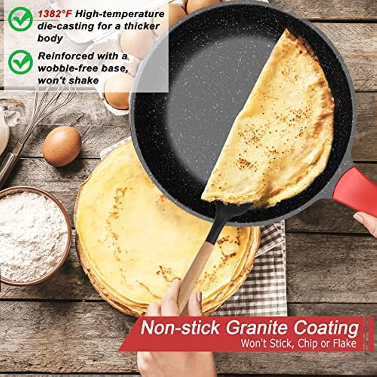 Pots and Pans Set,16-Piece Cookware Sets Nonstick Granite Coating, Induction Kitchen Cookware Easy to Clean