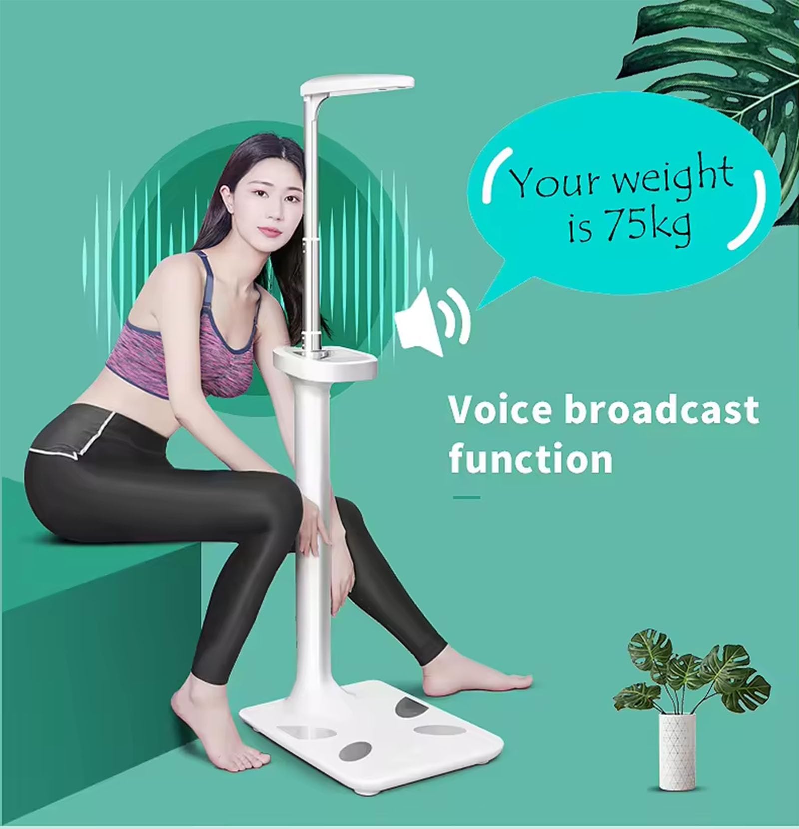 Bilancia di dimensioni e peso con app display LCD, analizzatore di grasso corporeo da 200 kg, bilancia digitale per misurazione peso/altezza/obesità/BMI