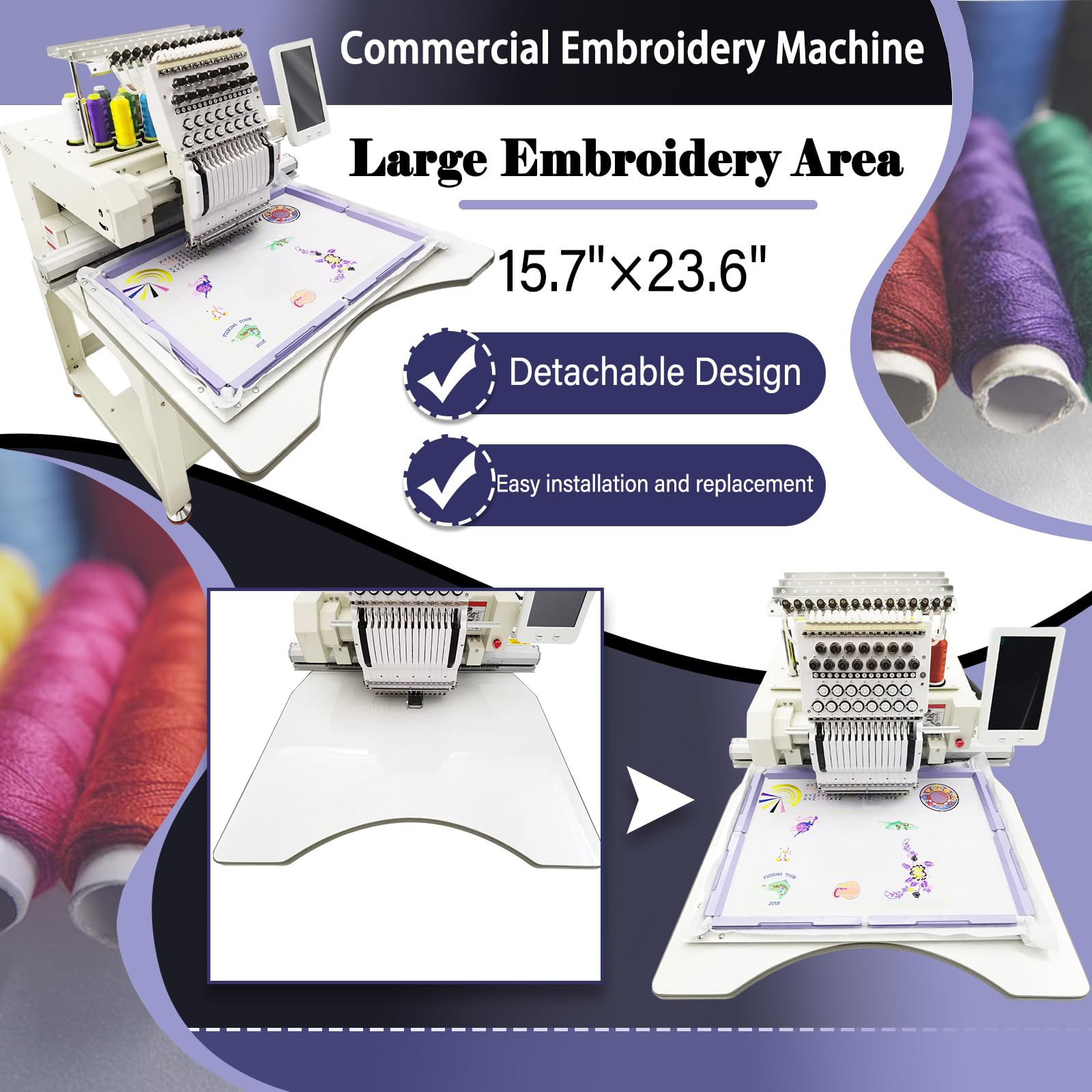 LGXEnzhuo Single Head Embroidery Machine 15 Needles Hat Embroidery Machine 15.7