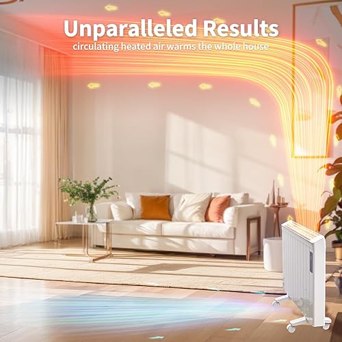 Miniatura 4 de Calentador de panel de convección de 1500 W, calentadores eléctricos portátiles, calentadores de pared enchufables para uso en interiores, sin