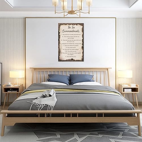 Miniatura 35 de Arte de Pared Cruz de los Diez Mandamientos Arte de Pared de los 10 Mandamientos Versículo Bíblico Religión Cristiana Escritura Imágenes Decoración