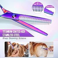 Vista 65 de Gimars 4CR - Tijeras 6 en 1 de acero inoxidable de aseo para mascotas, para perros, gatos y otros animales, resistentes con revestimiento de titanio.