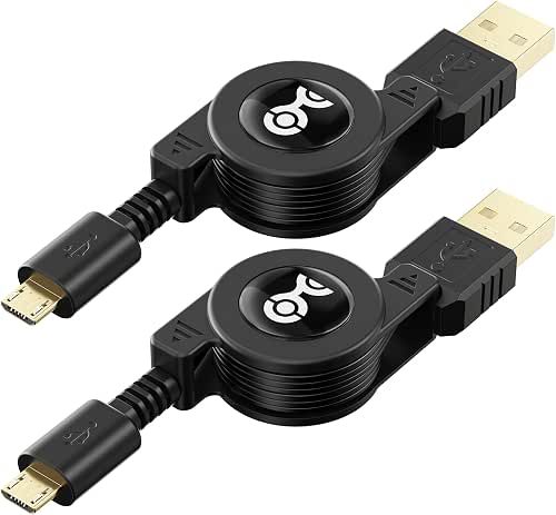 Cable Matters 2-Pack Retractable Micro USB Cable - 2.5 Feet