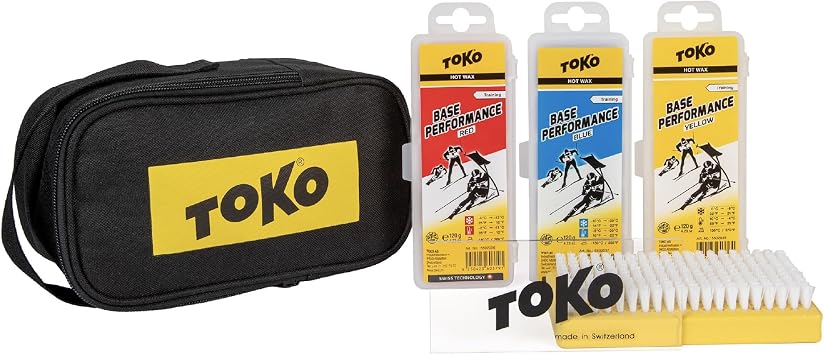 TOKO Basic Hot Wax Kit for Ski Waxing - 3 Multi-Temp Wax Packs 120g, Plexi-Scraper, Nylon Brush