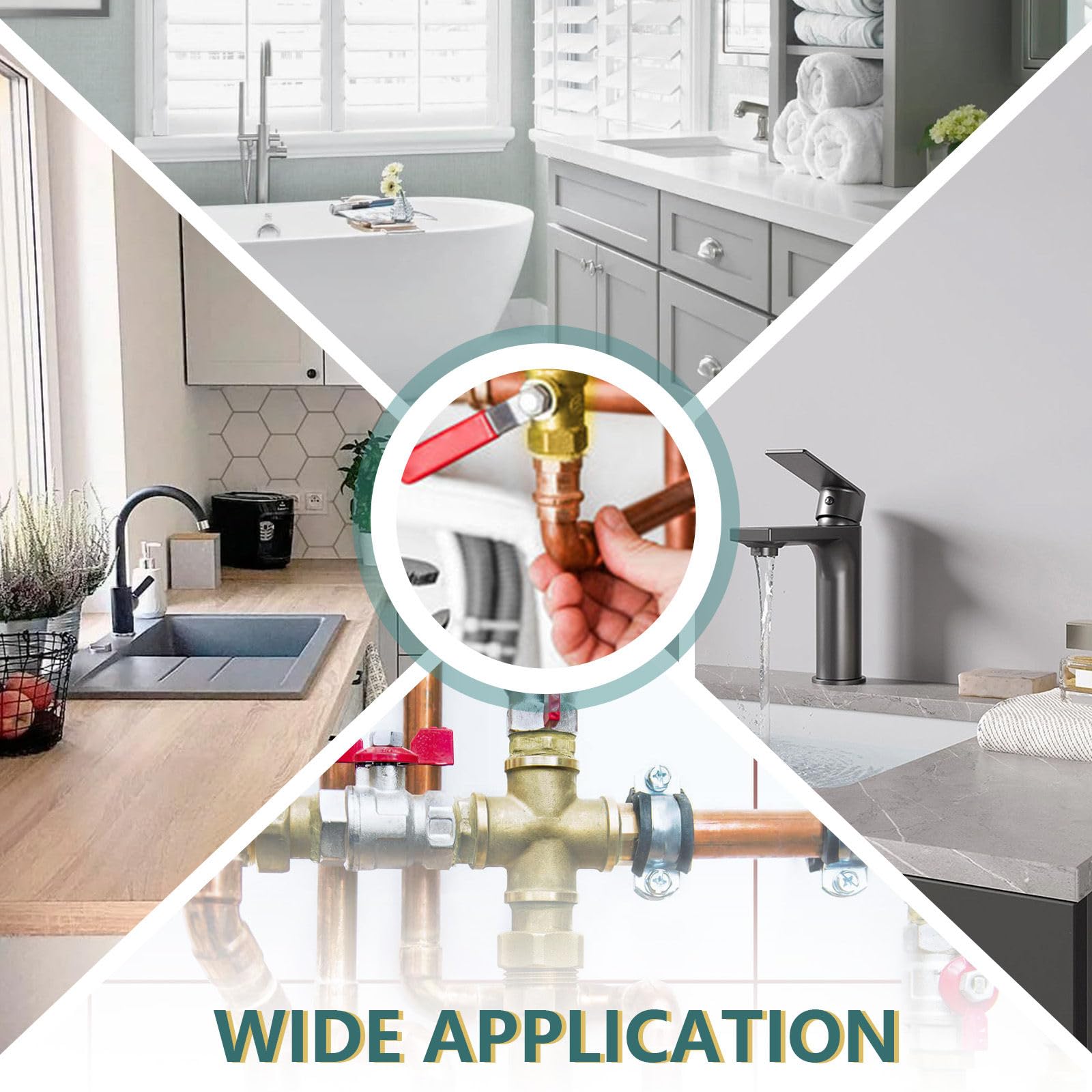 Valvola a sfera a pressione da 1", confezione da 5 valvole di intercettazione con O-ring in EPDM, valvola a sfera di chiusura a quarto di giro in ottone per acqua calda e fredda, certificata