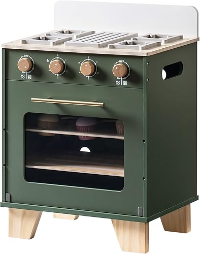 Miniatura 8 de ROBOTIME Juego de cocina de juguete de madera, juego de cocina para niños con comida de juguete, horno de juguete de madera para niños pequeños y