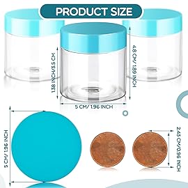Patelai 4 Pieces Round Wide-mouth Leak Proof Plastic Container Jars with Lids for Travel Storage Makeup Beauty Products Face Creams Oils Salves Ointments DIY Making(2 Ounce,Blue)
