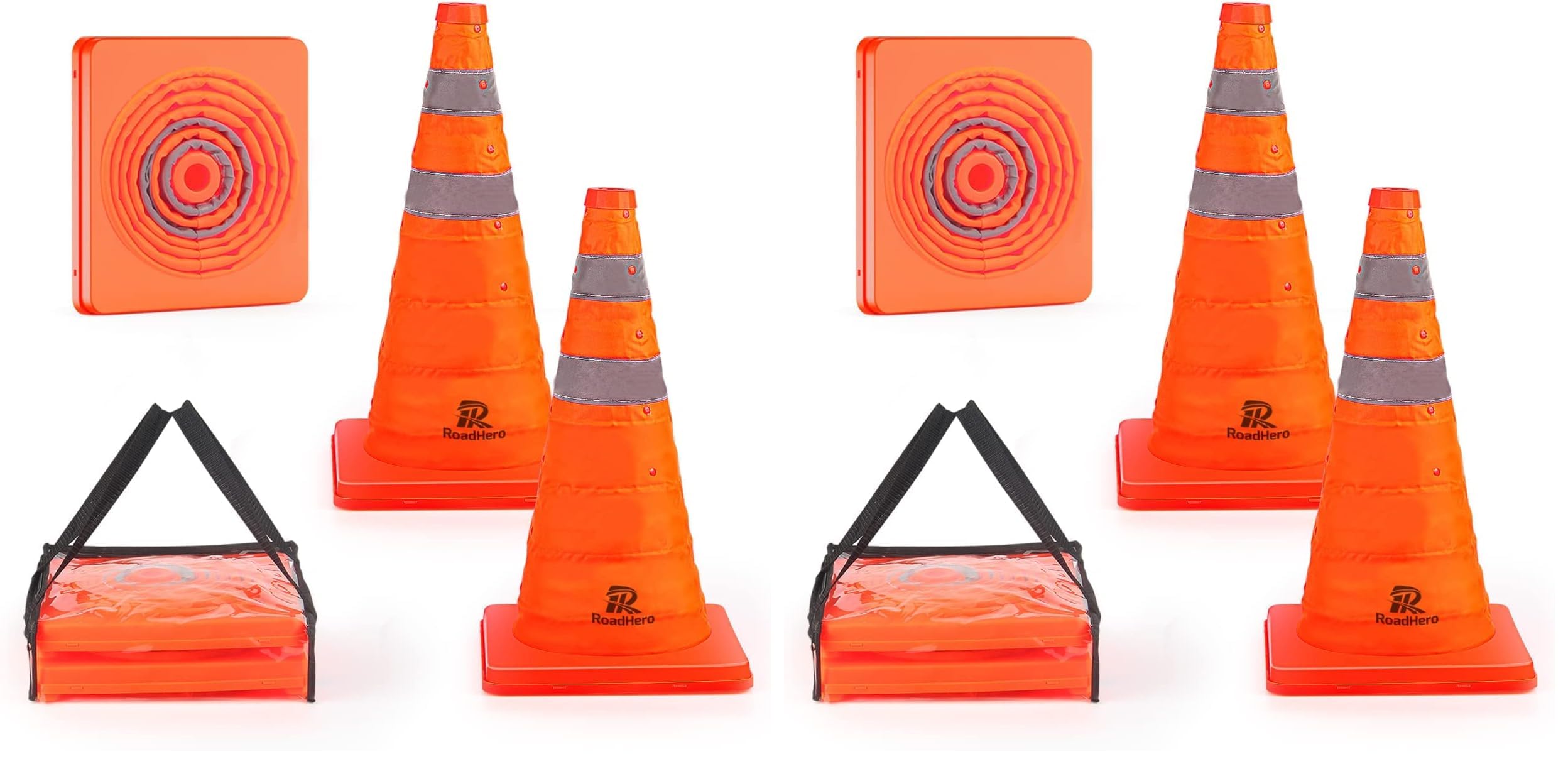 Collapsible Traffic Cones - 4 Pack, Orange -14