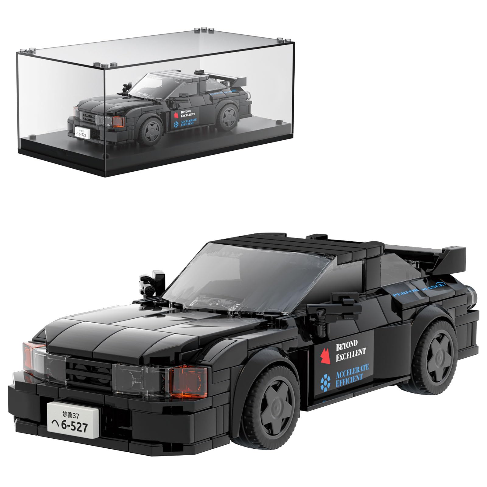 Initial D Car Nissan Skyline GTR32 Race Car Building Sets with Display Case, 27014 Collectible Speed Champion Car Building Blocks, Classic Race Car Building Kits for Adults Kids 8+(359PCS)