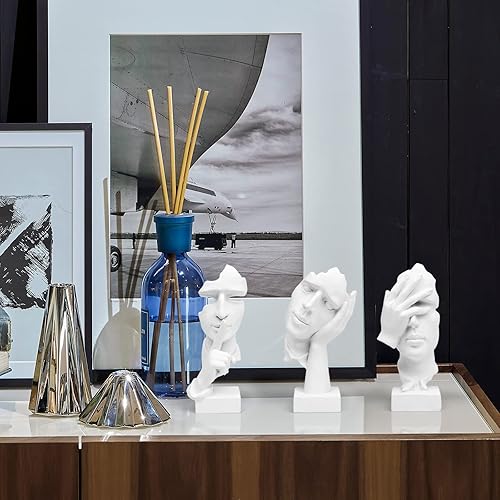 Miniatura 35 de 3 piezas de estatua de pensador, esculturas modernas de resina para el hogar, figuras coleccionables para decoración de escritorio en el hogar, 3