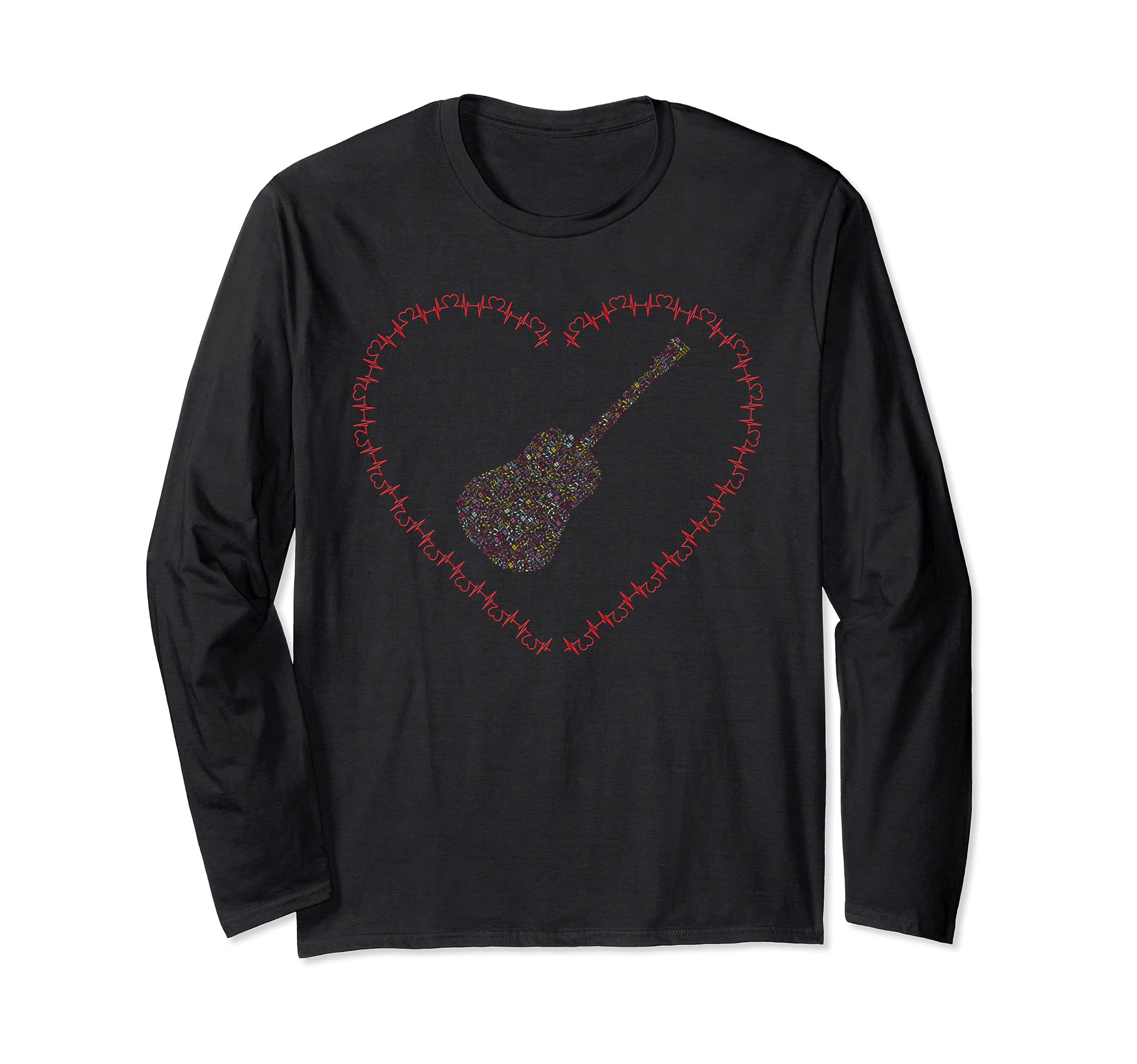 Ukulele Guitar Rock Star, heart gift music guitarist band Long Sleeve T-Shirt, Black