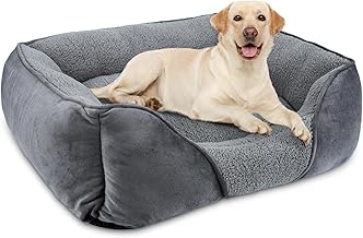 FURTIME Indoor Dog Bed Medium and Large Size, Washable Dog Bed, Dog Cushion Soft Comfortable Breathable, Anti-Anxiety Dog Bed Durable Anti-Slip, 76 x 61 x 23 cm