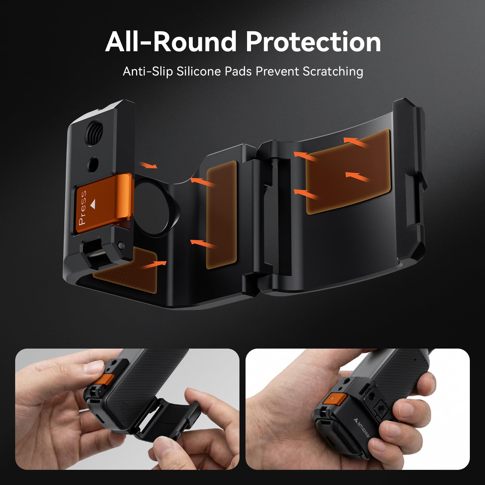 AMAZEAR Pocket 3 Gabbia in metallo per DJI OSMO Pocket 3 accessori – Gabbia per fotocamera con telaio protettivo, scarpa per luce fredda, cambio rapido e adattatore GoPro – Accessori in alluminio per