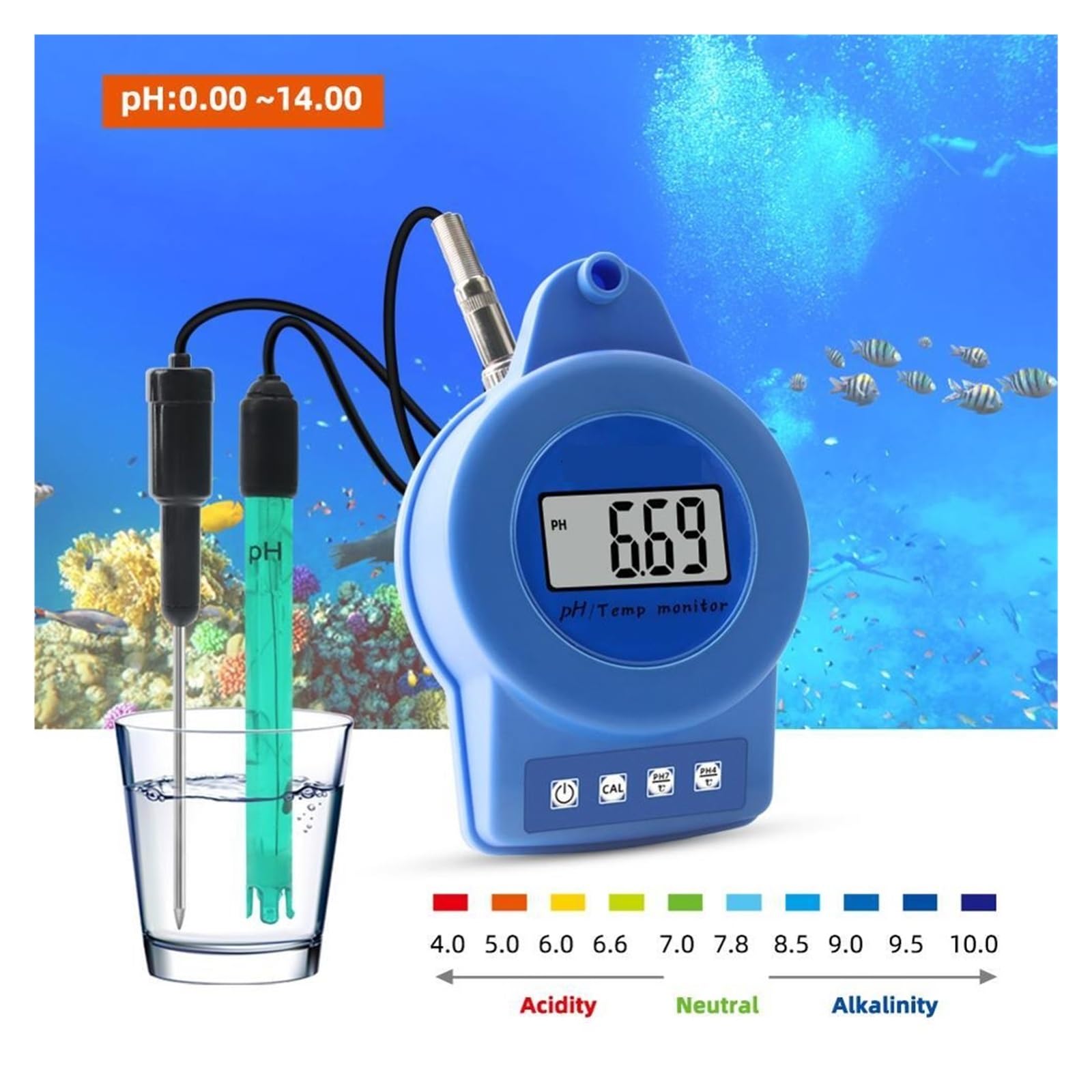 Il misuratore PH e TEMP 2 in 1 calibra automaticamente termometro for piscine, acqua potabile, acquario, laboratorio Misurazione Accurata