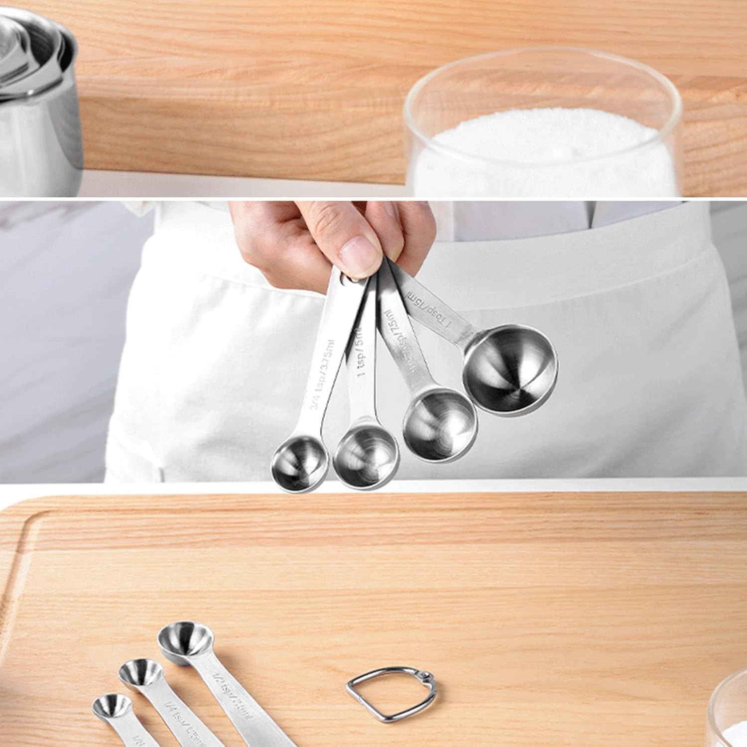 14Pcs Stainless Steel Measuring Spoons Set, Stackable Multifunctional Nesting Measuring Spoons and Cups, Metal Measuring Tools with Scale Markings for Baking Cooking, Includes