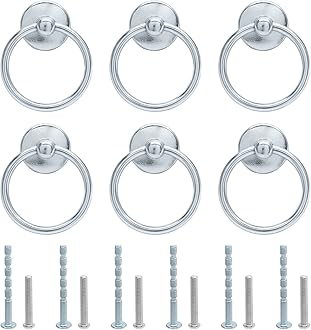BonsicokyBonsicoky 6Pcs Chrome Ring Handle Knobs Round Ring Drawer Pulls for Cabinet Drawer Dresser Cupboard Wardrobe, Single Hole