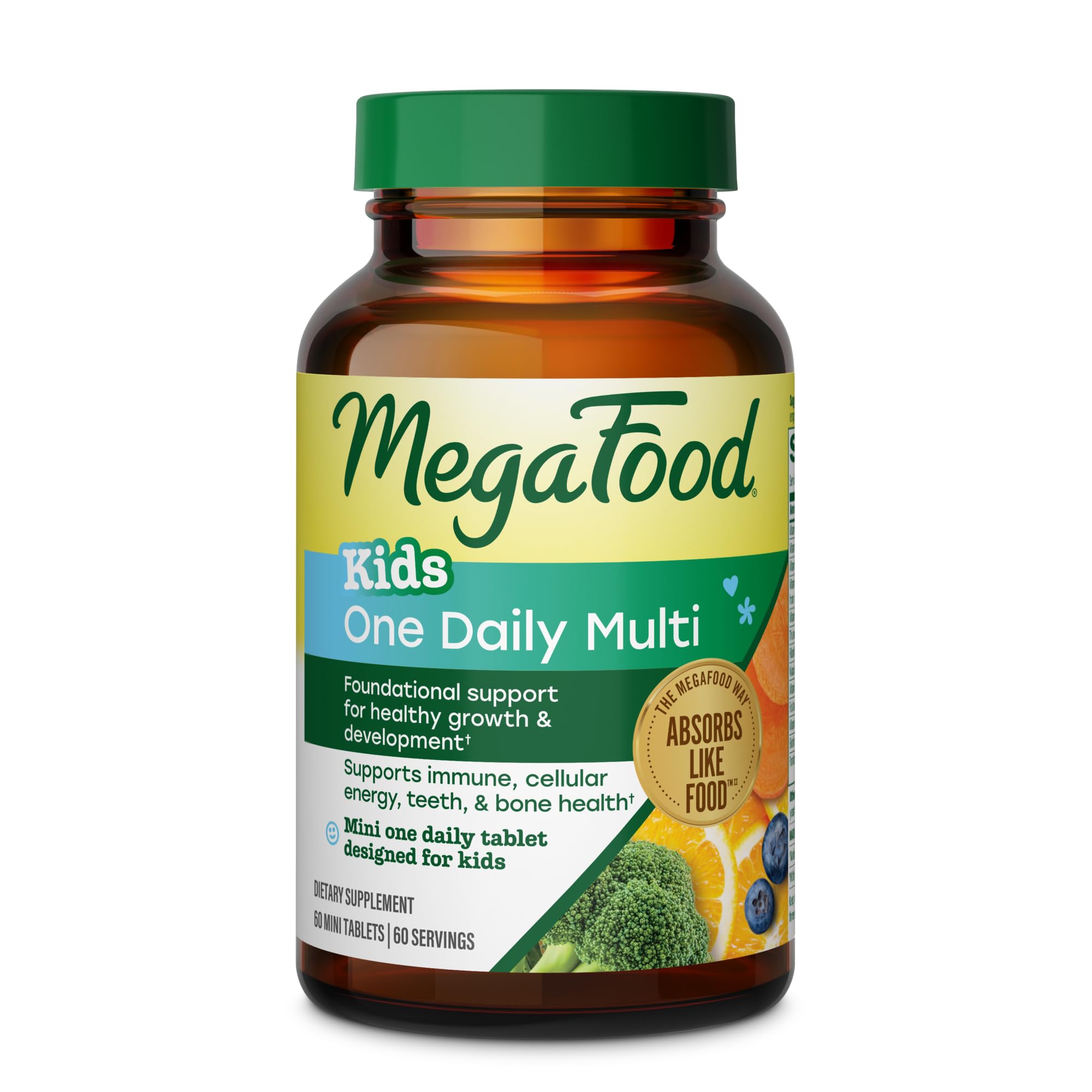 MegaFood Kids One Daily Multivitamin with 21 Key Nutrients, 60 Mini Tablets 60 Count (Pack of 1)