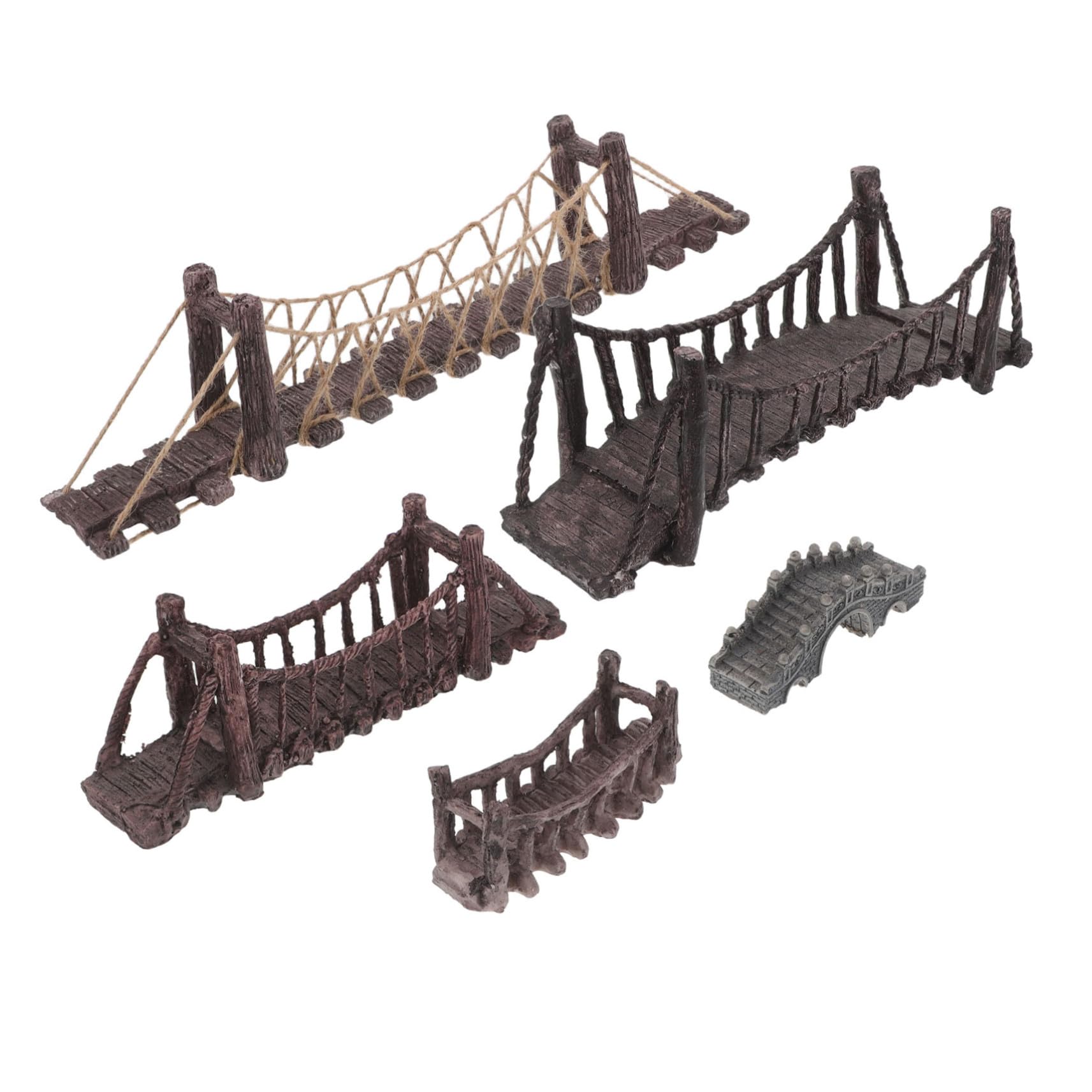 Lot De 5 Ponts Miniatures en Résine pour Décoration D'Aquarium Maison De Poupée Jardin Féerique