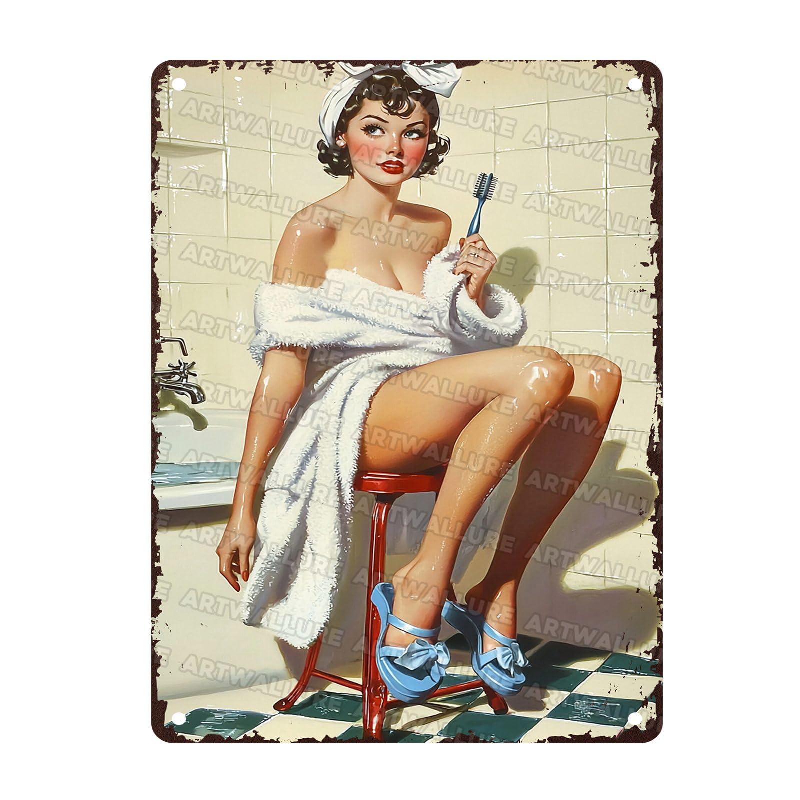 Funny Toilet Decor Metal Tin Sign Vintage Rustic Wall Art Bathroom Humor Retro Iron Plaque Unique Gift Home Office Poster 12X16Inch