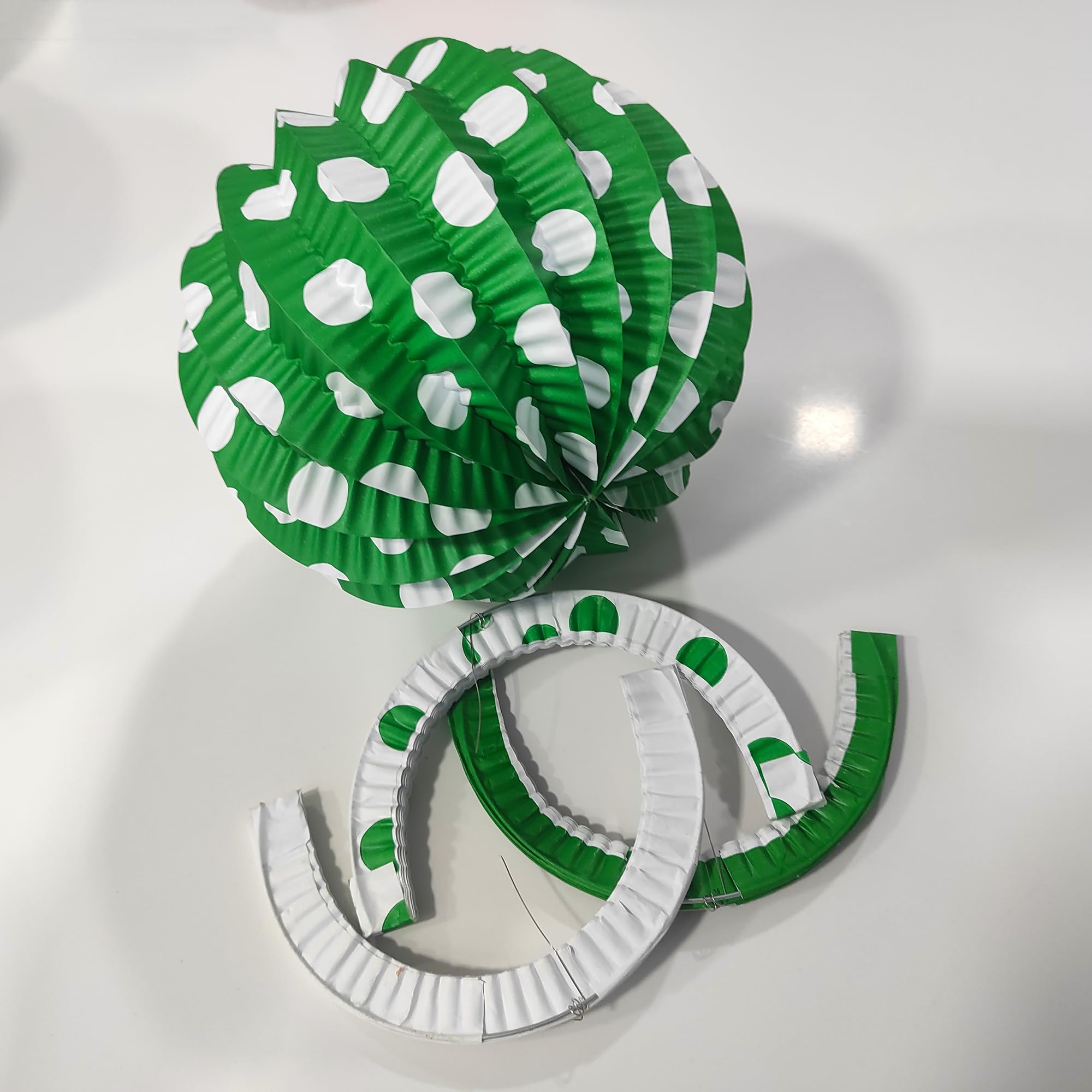 14 unidades farolillos de papel | Farolillos feria | Accesorios de decoracion feria de abril | Farolillos rojos | Farolillos verdes | Farolillos blancos | Farolillos lunares (Paquete Verde) — view 2