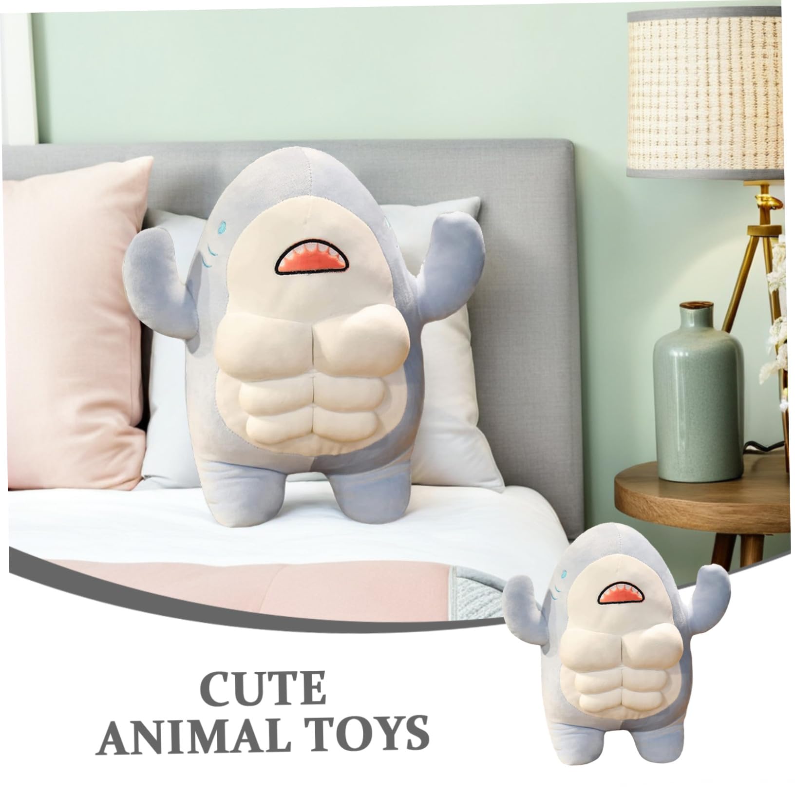 Muñeco de Tiburón de Peluche Azul 40cm, Suave y Adorable | Relleno de Algodón Pp, para Mesa y Estantería, Portátil Diseño Sencillo