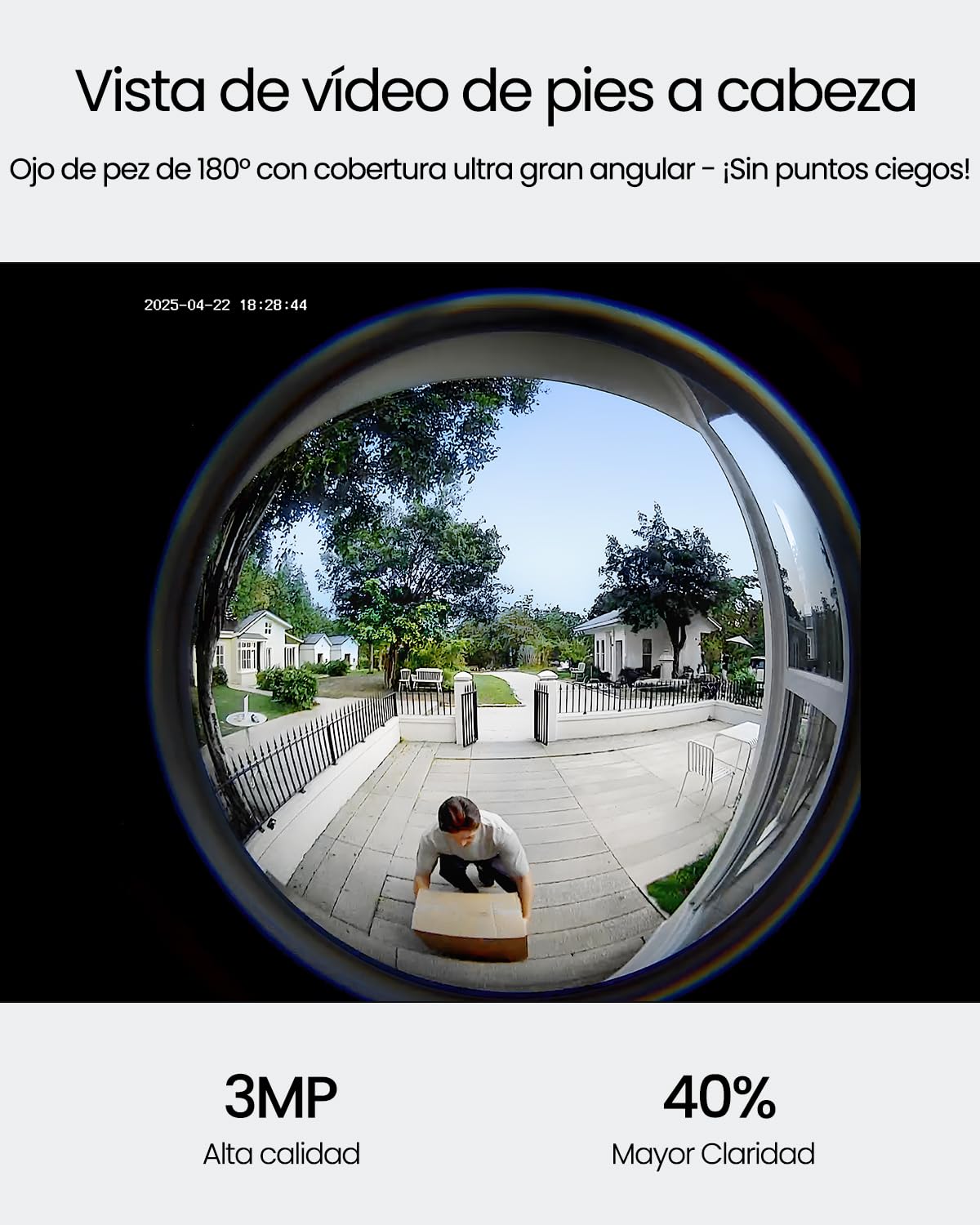 ieGeek Timbre Inalámbrico Exterior Impermeable con Cámara 180° Fisheye, 2K Videoportero WiFi, Detección Humana IA, Impermeable ip65, Zona Personalizable, Compatible Alexa, Visión Nocturna, 2.4 GHz