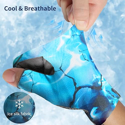 Miniatura 6 de Guantes solares UPF 50+, guantes de pesca, protección solar sin dedos, protección UV, guantes de pesca para hombres y mujeres para kayak,