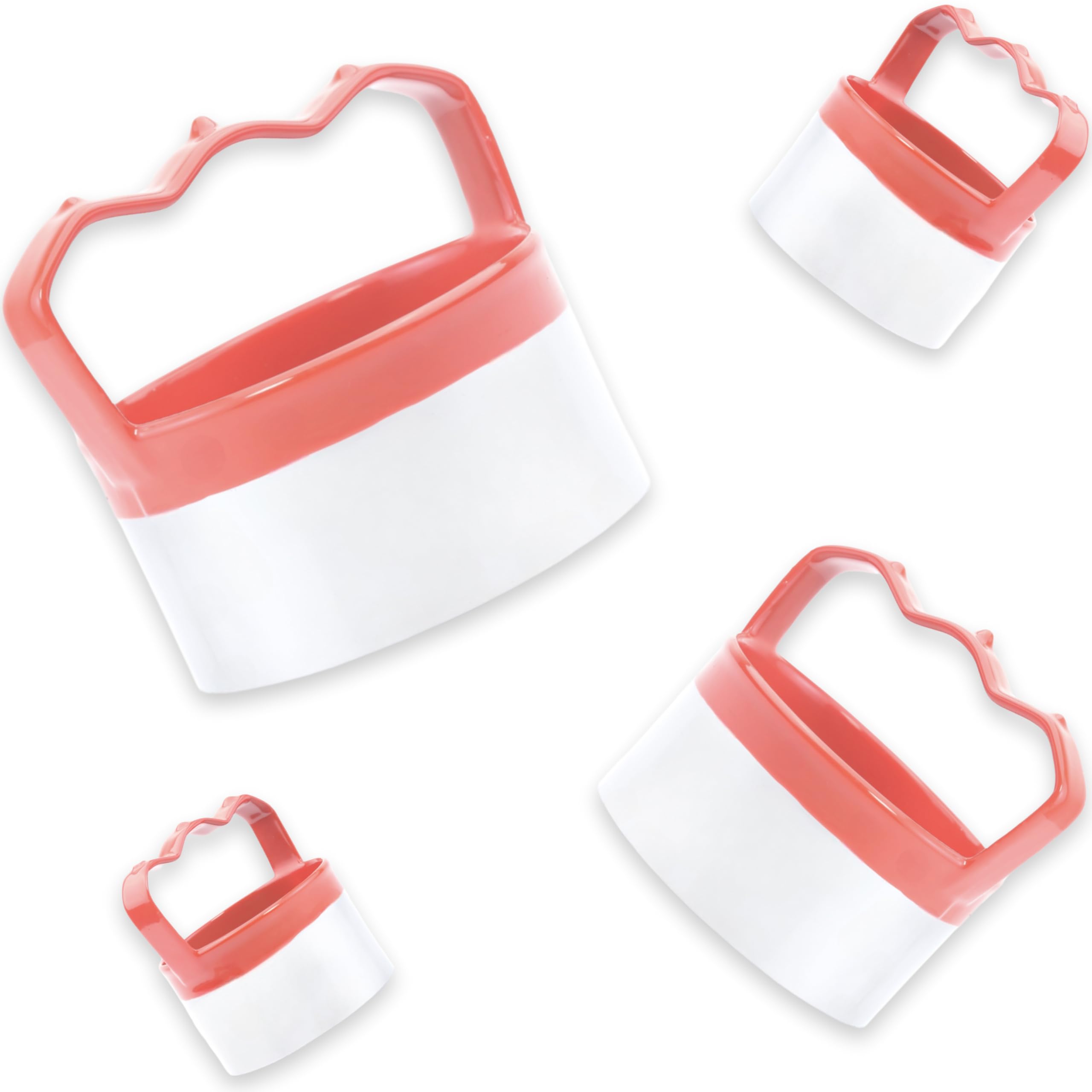4 Stück Runde Keks- & Keksausstecher Set - Ergonomisches Design, roter Silikongriff, 0,4 mm Edelstahl, ideal für Backspaß-Leckereien, Größen 6,3 cm, 7,6 cm, 8,9 cm, 10,2 cm