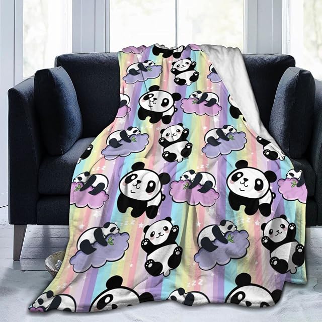 ASLIGI HOME STORE Cute Panda Flannel Throw Blanket Lightweight Cozy Plush Blanket for Bedroom Living Rooms Sofa Couch Girls Boy Cute Super Soft Warm Bed Blanket 50"x40"