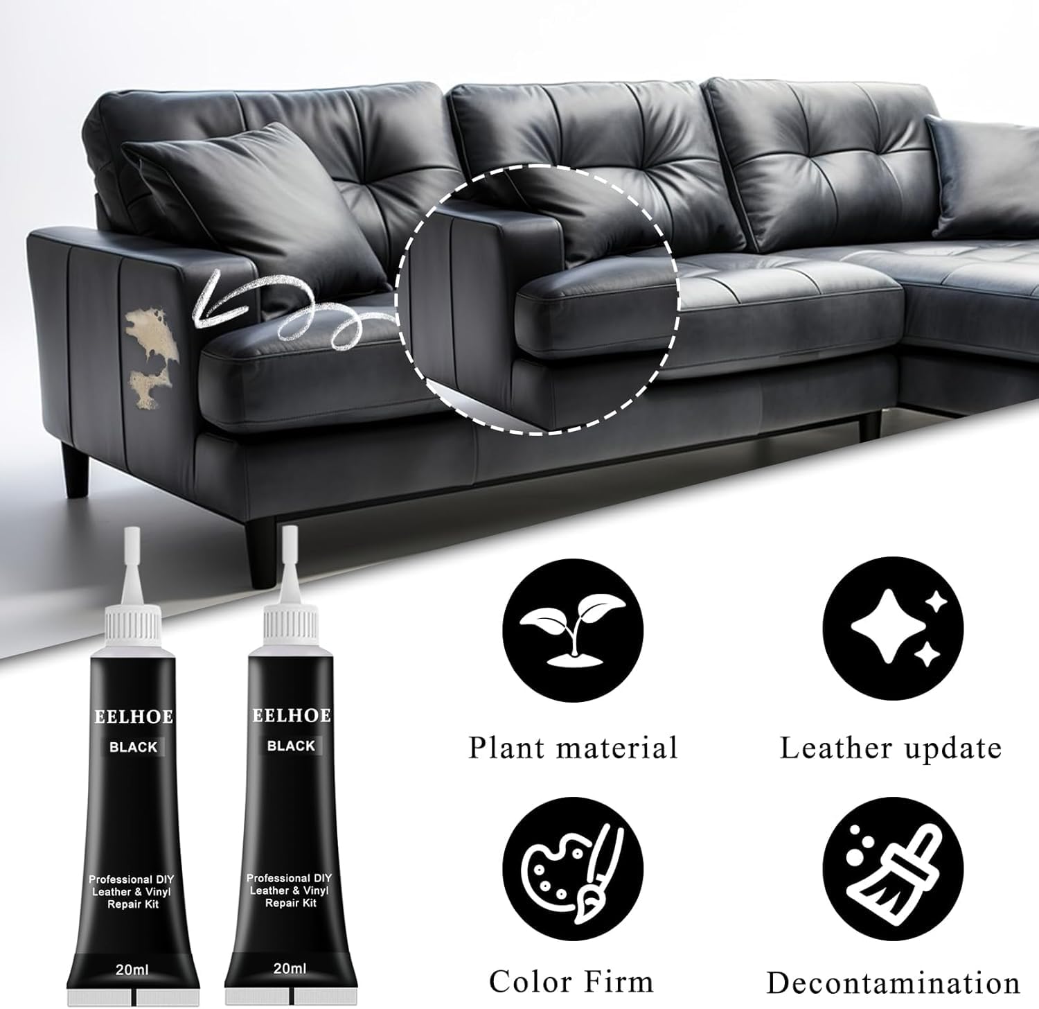 Zestaw naprawczy do skóry Aohcae, 50ML+20ML krem do naprawy skóry syntetycznej, zestaw do naprawy skóry syntetycznej, krem do naprawy skóry do kierownicy samochodowej, sofy, kurtki, butów oraz skóry
