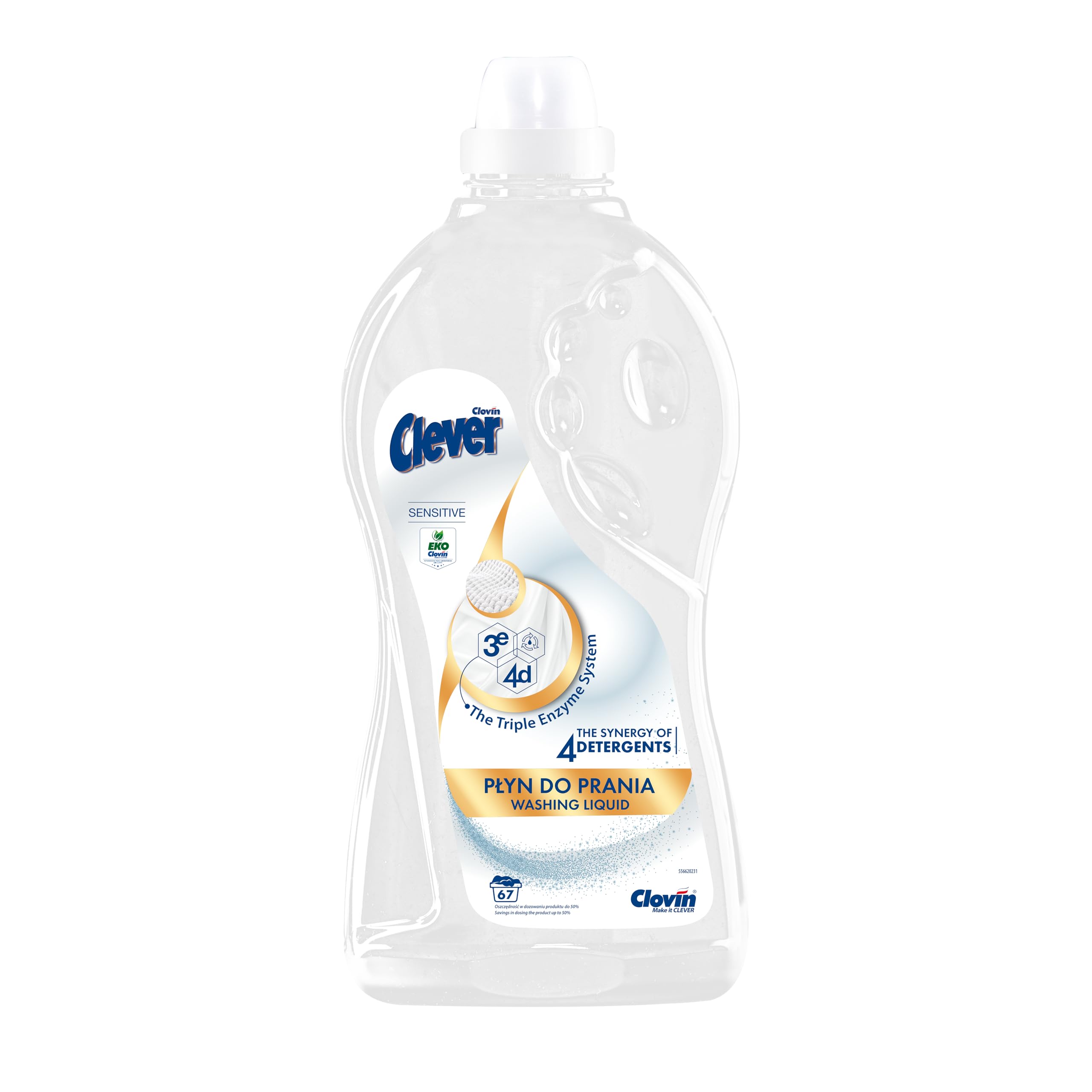 Líquido de lavado antibacteriano CLEVER SENSITIVE (67 Lavados) el poder de 3 enzimas/4 detergentes Detergente antibacteriano 2 l