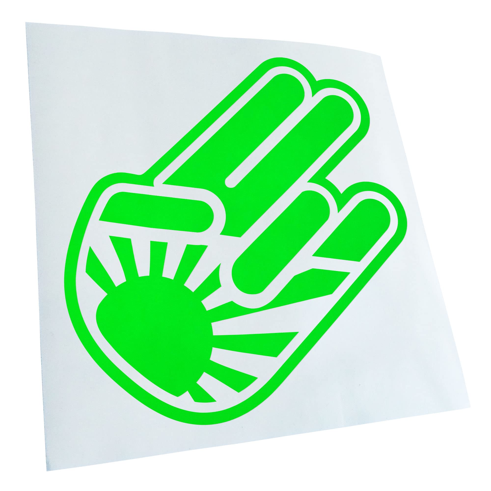 Kiwistar - Car Sticker - Neon Green - 50 x 50 cm Small Japan Shocker Hand - Rear Window Car Sticker Weatherproof for Car Truck Moped Truck - Sticker Exterior Self-Adhesive Tuning Accessories for