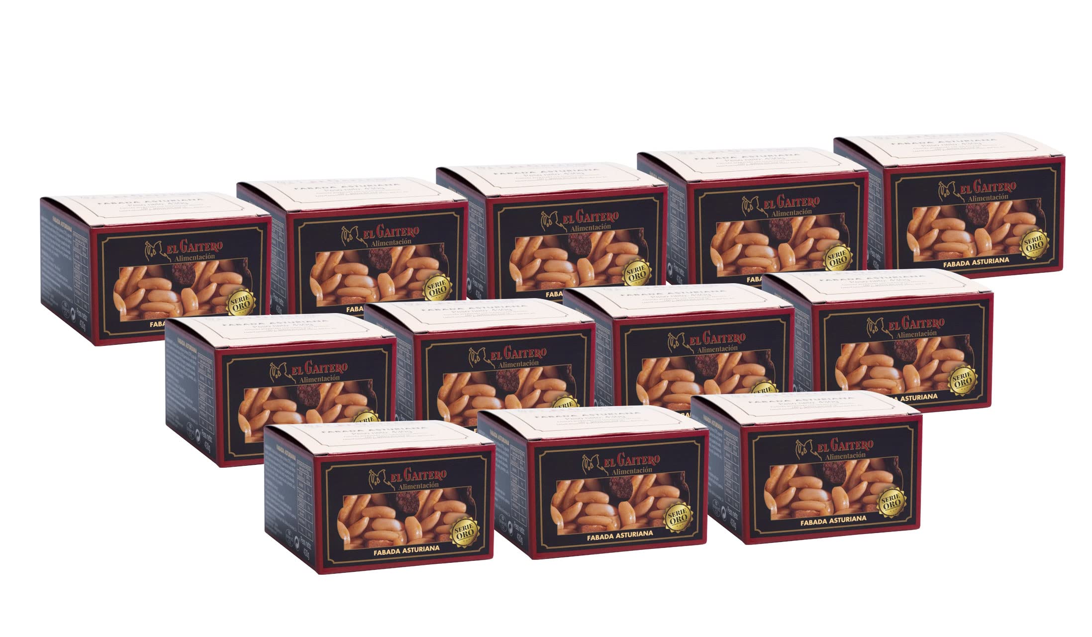 El Gaitero - Fabada Asturiana Serie Oro | Con Chorizo y Morcilla | Fabes de Asturias | 12 Latas x 430gr