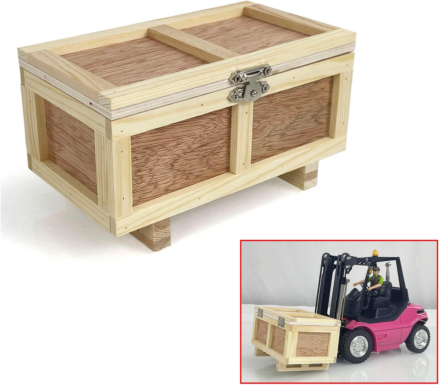 TOUCAN RC HOBBY US in Stock Wooden Box Model for 1/14 1/12 RC Truck Hydraulic Forklift Construction Vehicles