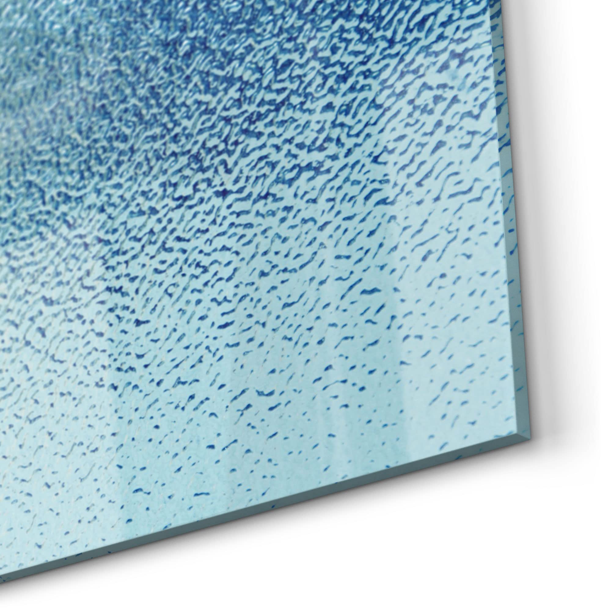 DEQORI Pannello posteriore per cucina in vetro, motivo vetro smerigliato con incisione blu, 60 x 60 cm, pannello posteriore per bagno o stufa, paraspruzzi per cucina e bagno, decorazione moderna per