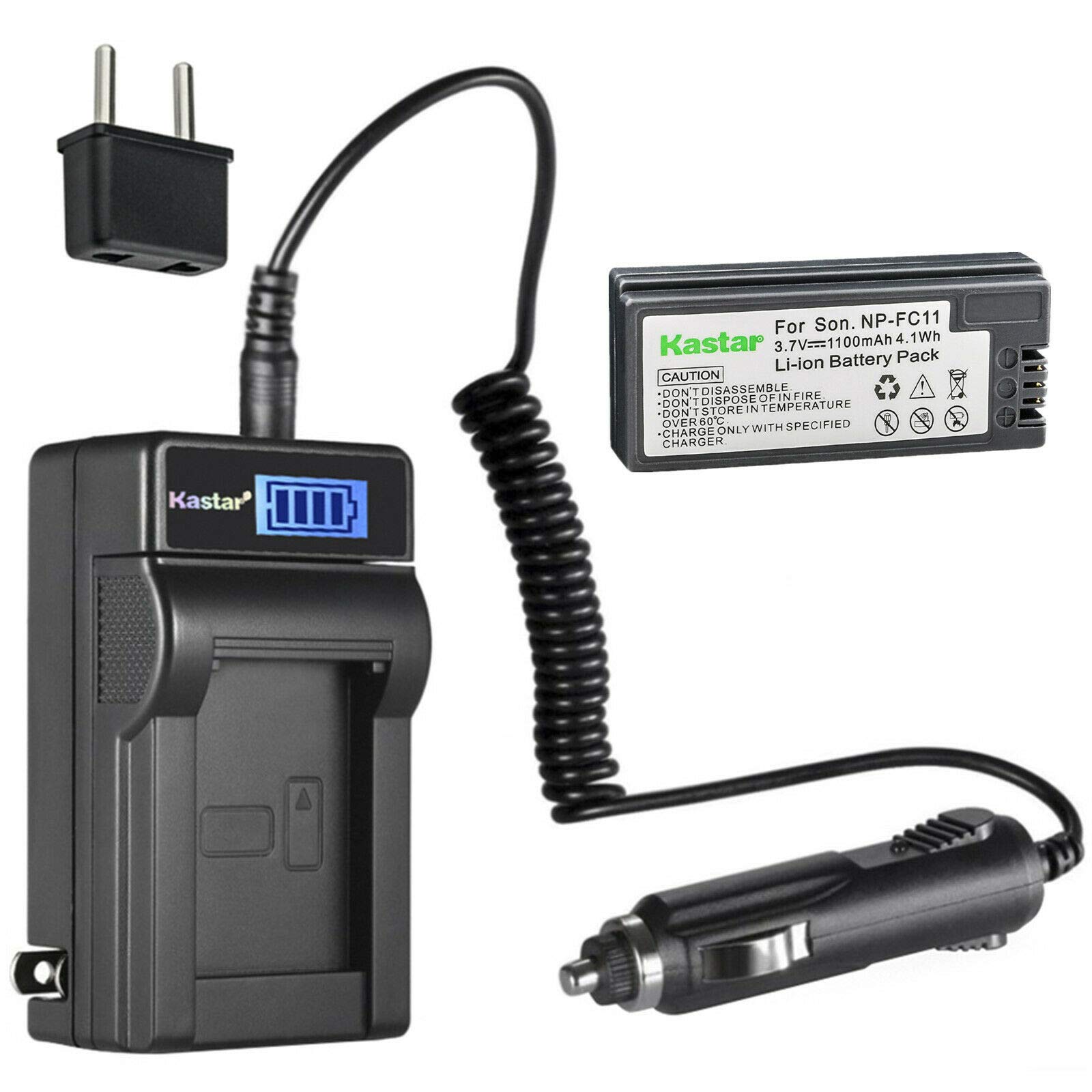 Kastar 1-Pack NP-FC11 Battery and LCD AC Charger Compatible with Sony NP-FC11 NP-FC10 Battery, Sony BC-VC10 Charger, Sony Cyber-shot DSC-P9,