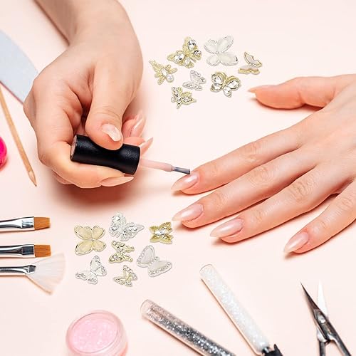 Miniatura 7 de 20 dijes de mariposa para uñas, diamantes de imitación de aleación de MIKIMIQI para uñas, varios diamantes brillantes, dijes de arte de uñas de