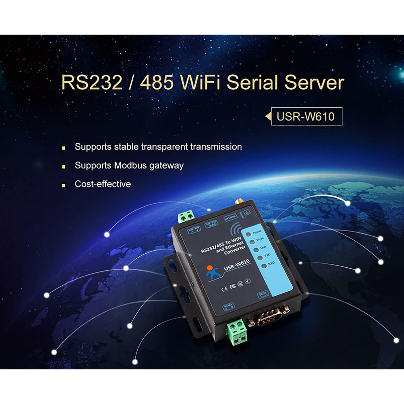 USR-W610 Ethernet Conversor RS232 RS485 Seriale a WiFi Cliente Soporte TCP/Servidor TCP/Servidor UDP/UDP