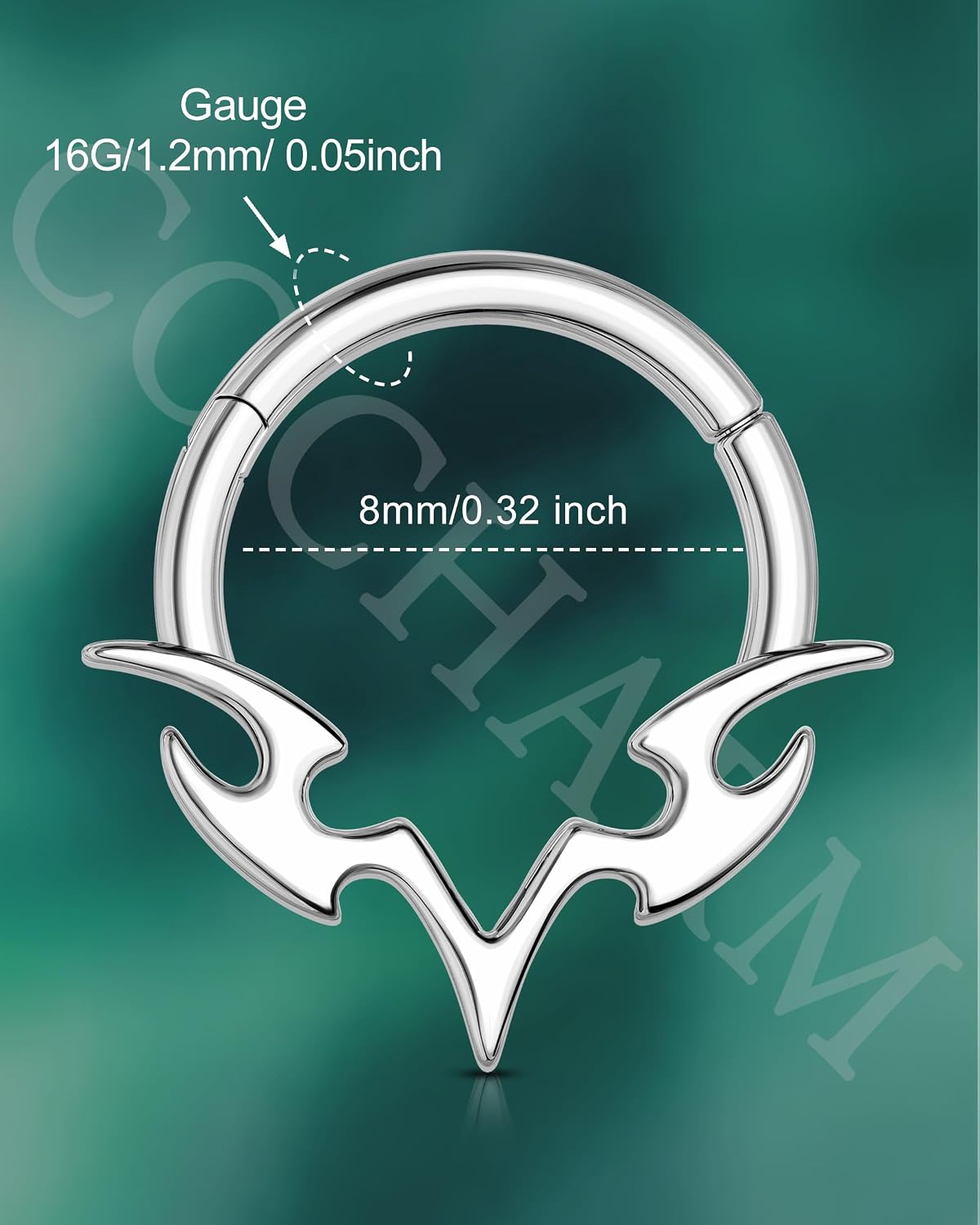 COCHARM Septum Rings 16g,Skyrend Claw Septum Jewelry, Stainless Steel Helix Daith Earrings, 8/10MM Daith Piercing Jewelry