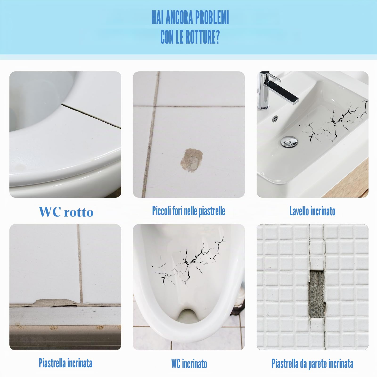 Set di riparazione per piastrelle bianco 100g - Set di riparazione universale per ceramica, vasche da bagno, lavandini - Sigillatura di graffi, buchi, crepe in smalto, porcellana e acrilico