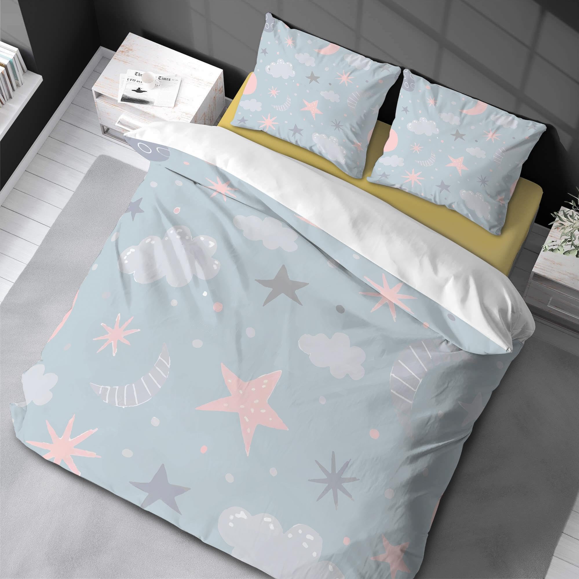Housse de couette lune nuage bleu pour créer un cocon dodo enfant
