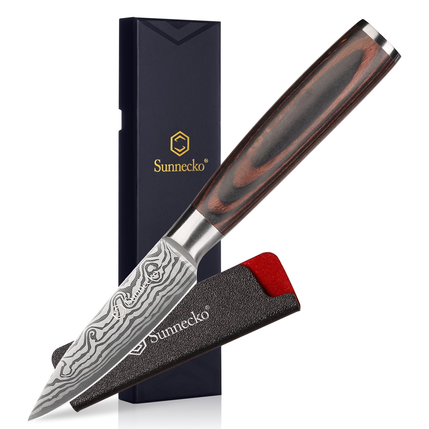 Couteau d'office Sunnecko 9 cm avec manche en pakkawood