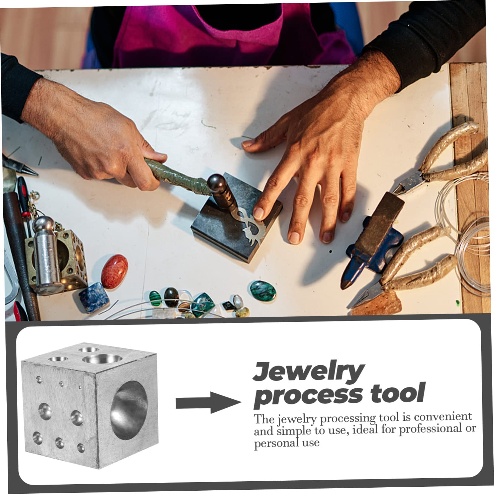 LIFKOME Herramienta Profesional Superficie Lisa Bloque Metálico y Fácil Limpieza para Hacer Joyas de Plata y Accesorios para Uso Profesional y Bricolaje