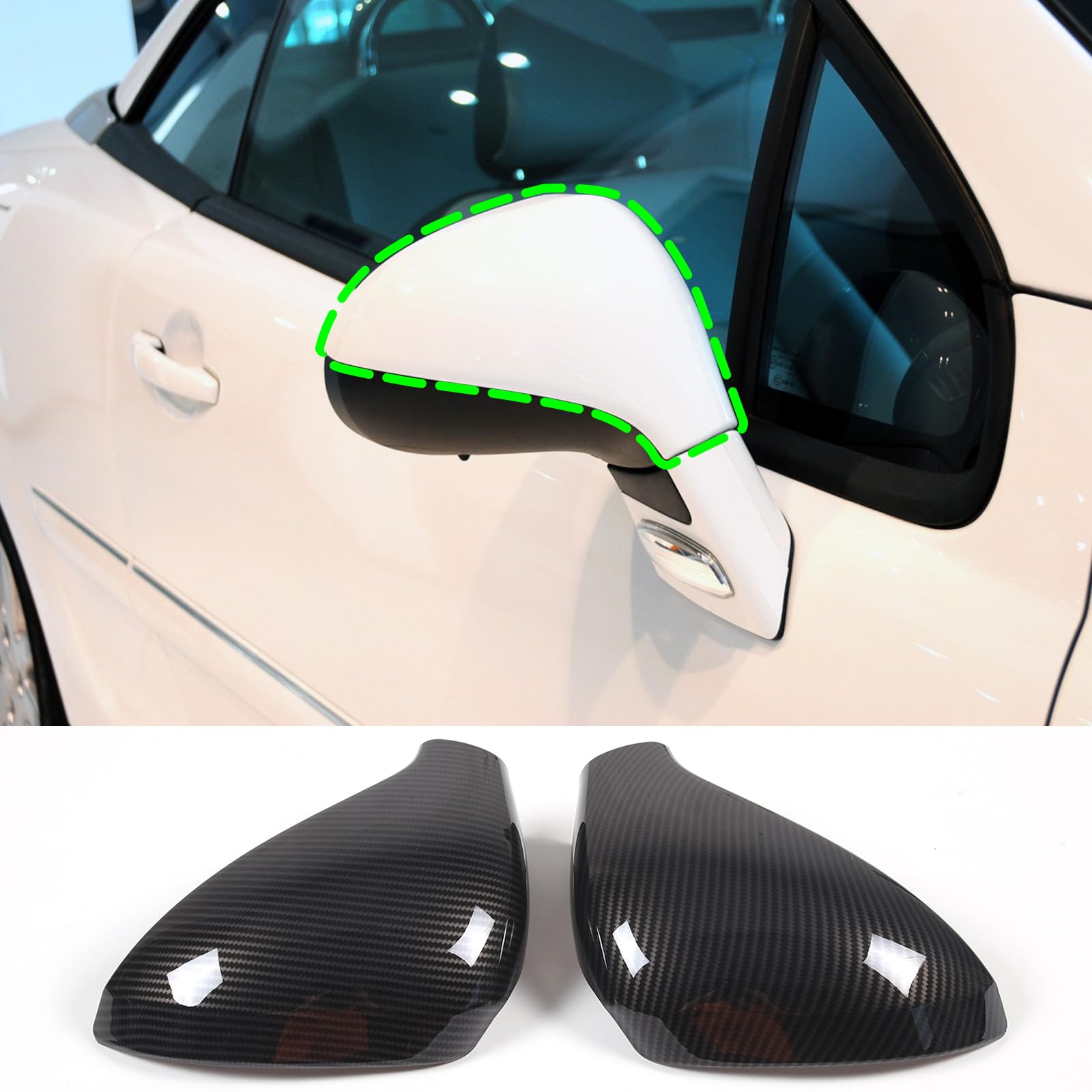 Coperchio Copri Specchietto Retrovisore Laterale Alare Auto in Plastica ABS Trim Per Peugeot 207 308 2006-2014 Accessori Esterni (Fibra di Carbonio)