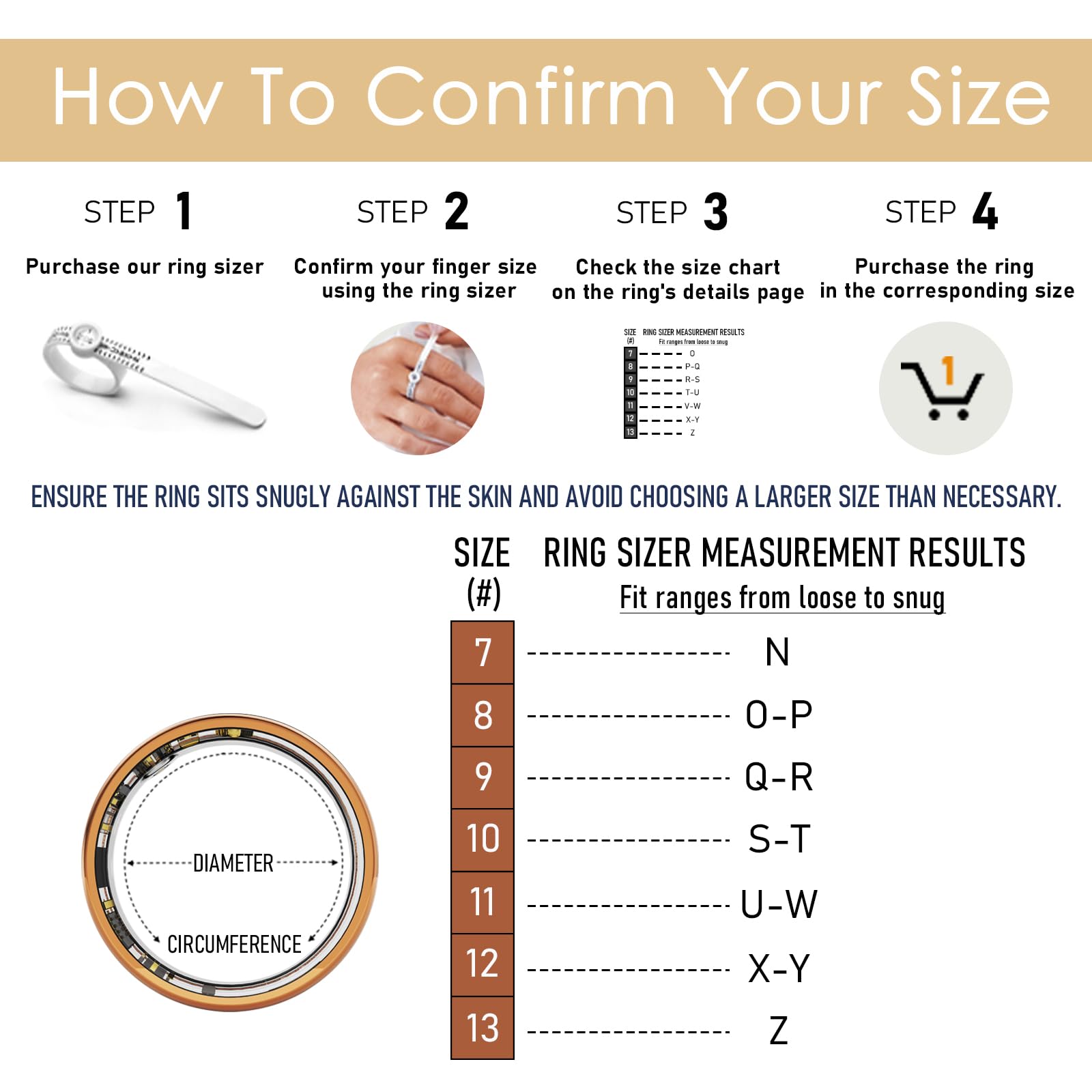 Bague Intelligente Moniteur Santé - Fréquence Cardiaque, Sommeil, Pression Artérielle, Podomètre