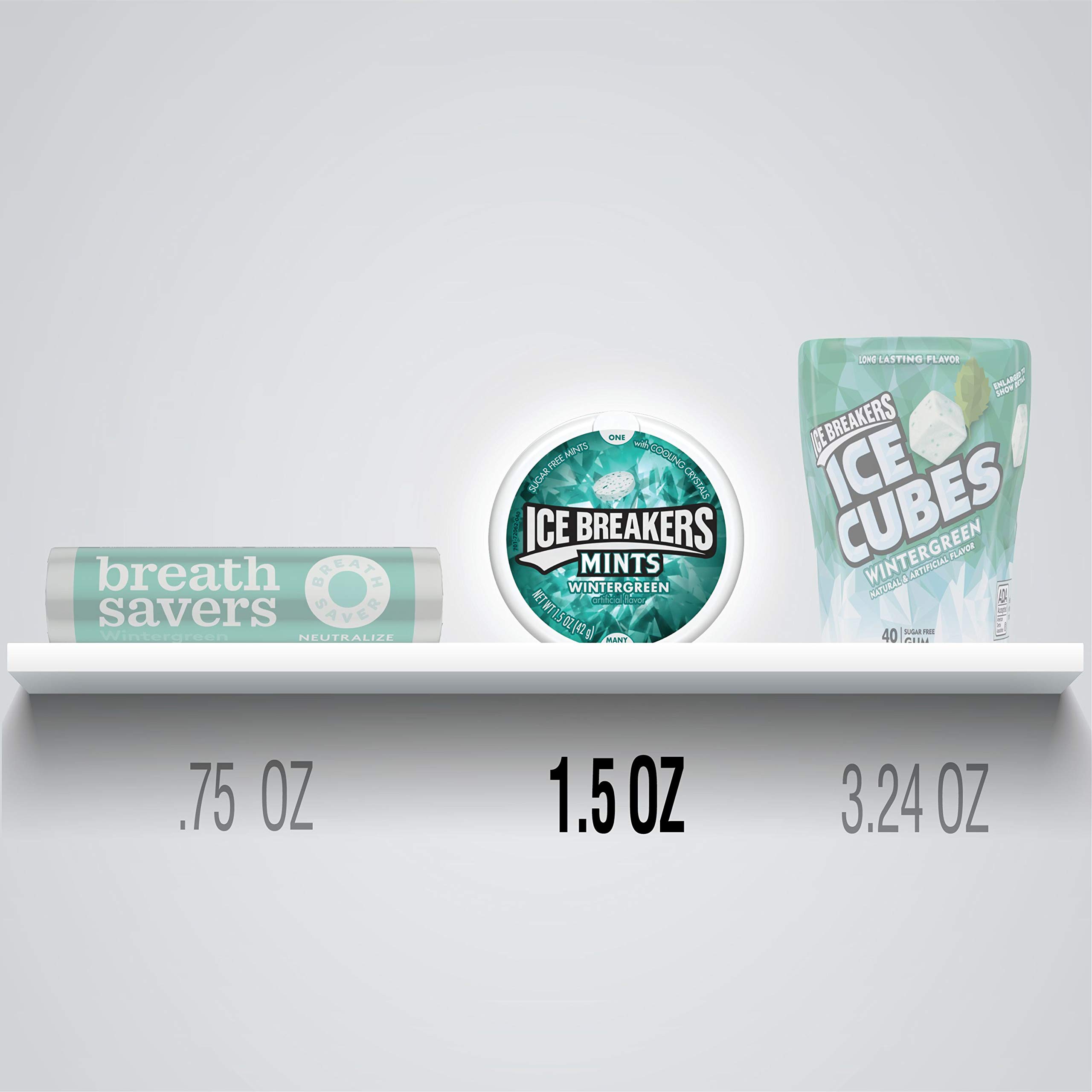ICE BREAKERS Wintergreen Flavored Sugar Free Breath Mints, Bulk Mint