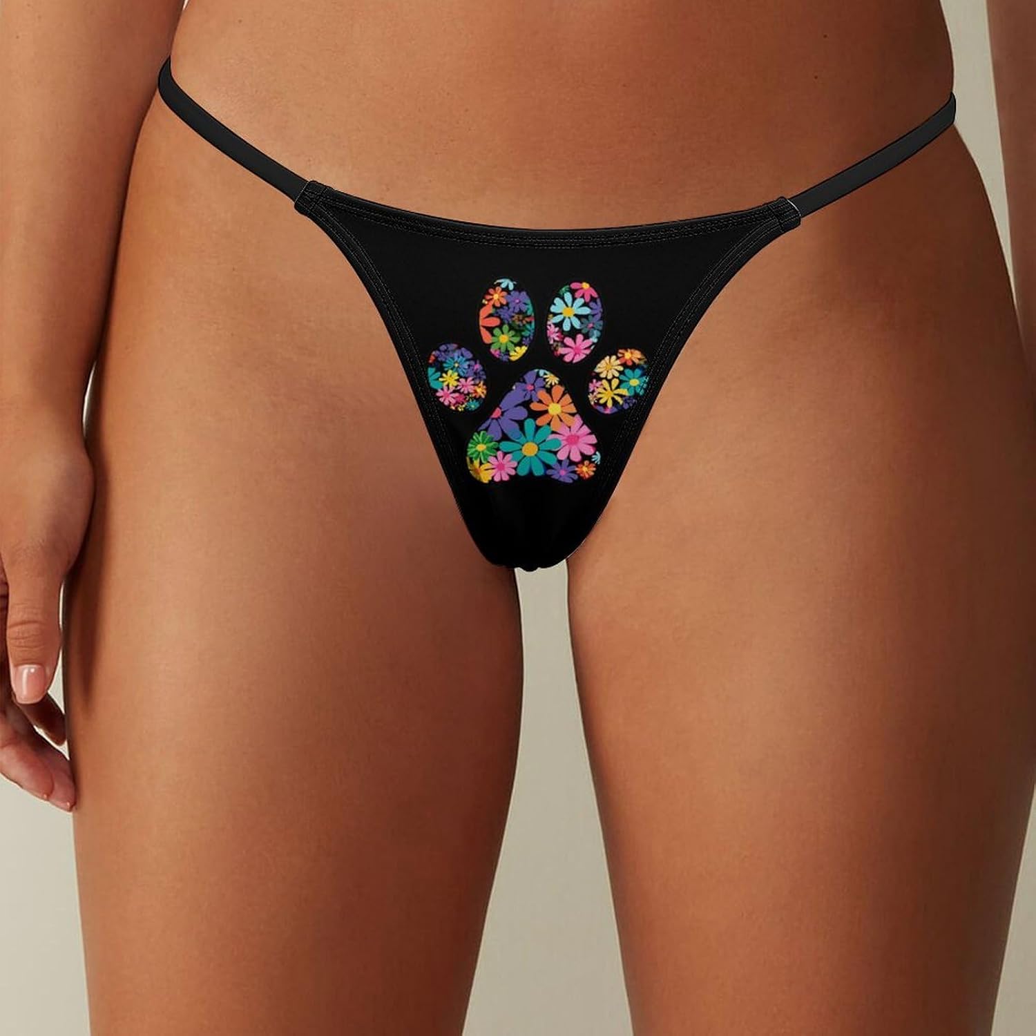 Dog Paw Print Thongs for Women Underwear G-String Panties | Breathable,Low Rise Panties,T-back,Sexy,Briefs,No Show Thongs