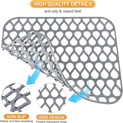Miniatura 4 de Alfombrillas de silicona para fregadero de cocina, alfombrilla protectora para fregadero de cocina con orificio de drenaje de bricolaje, 2
